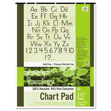 Pacon® Ecology Recycled Chart Pads, Presentation Format (1 1-2" Rule), 70 White 24 X 32 Sheets freeshipping - TVN Wholesale